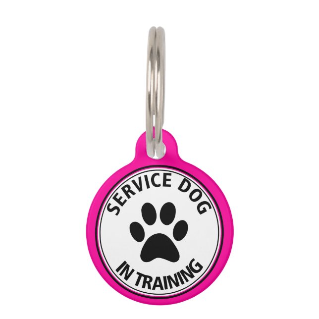 Personalized Service Dog In Training Pink Pet Tag (Front)