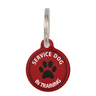 Personalized Service Dog In Training Red Pet Tag