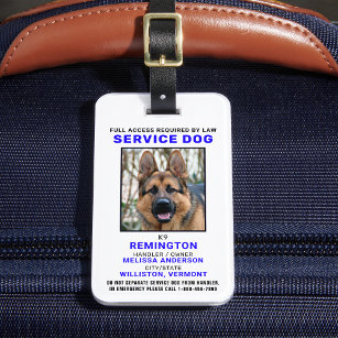 Personalized Service Dog Photo ID Badge Luggage Tag