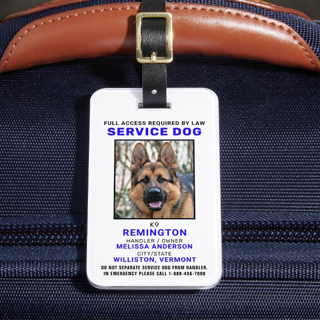 Personalized Service Dog Photo ID Badge Luggage Tag (Creator Uploaded)