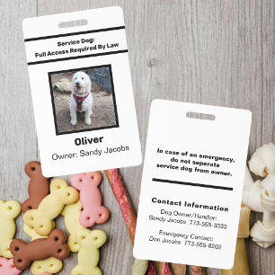 Personalized Service Dog Photo ID Modern Simple Badge