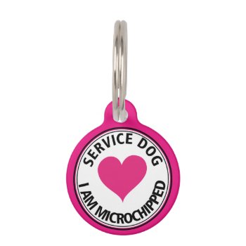 Personalized Service Dog Pink Heart Pet Tag by theburlapfrog at Zazzle