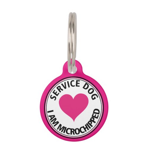 Personalized Service Dog Pink Heart Pet Tag