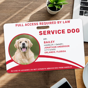 Personalized Service Dog Simple Modern Photo ID Badge