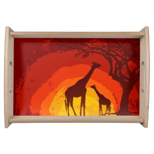 Personalized Serving Tray African Safari Giraffe S