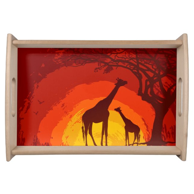 Personalized Serving Tray African Safari Giraffe S (Front)