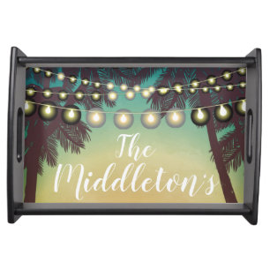 Personalized Serving Tray Beach Sunset Palm Tree S