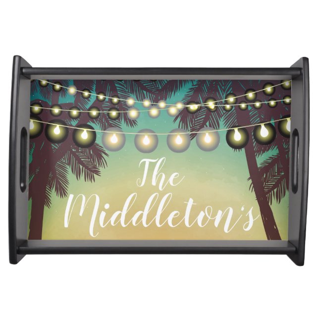 Personalized Serving Tray Beach Sunset Palm Tree S (Front)