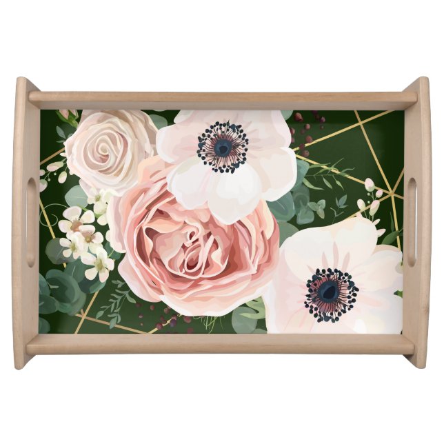 Personalized Serving Tray Geometric Garden Hunter (Front)