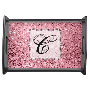 Personalized Serving Tray Rose Gold Glitter