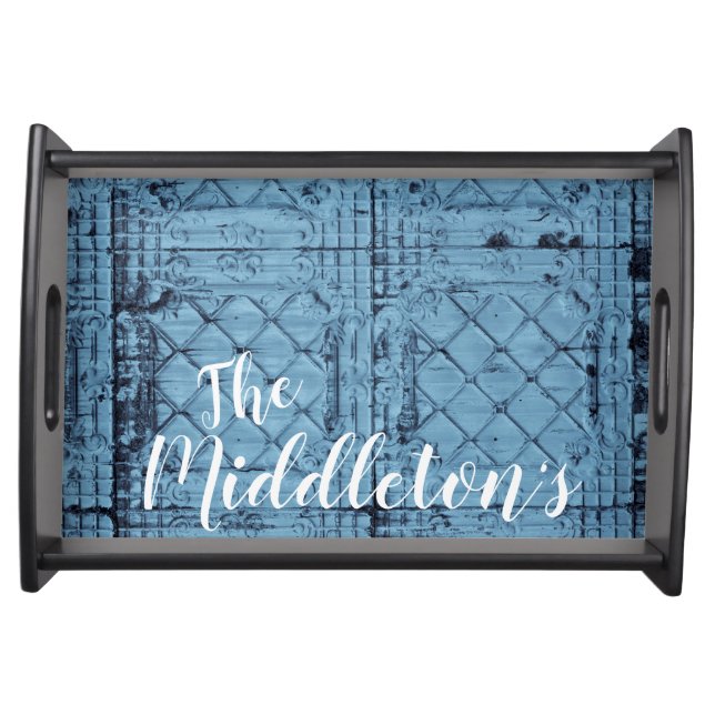 Personalized Serving Tray Rustic Tin Panel Ceiling (Front)