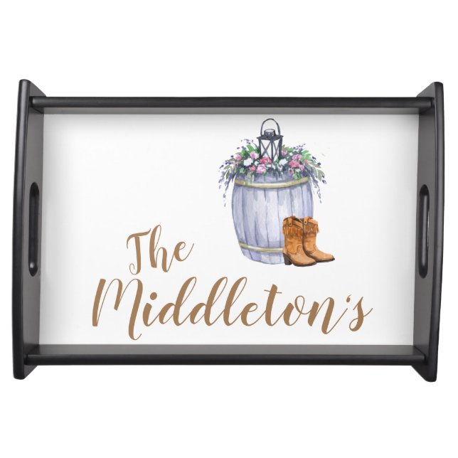 Personalized Serving Tray Summer Country Wedding R (Front)