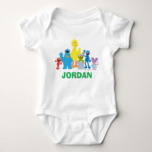 Personalized Sesame Street Characters Baby Bodysuit (Front)