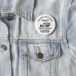 Personalized seventy five vintage 75th birthday button