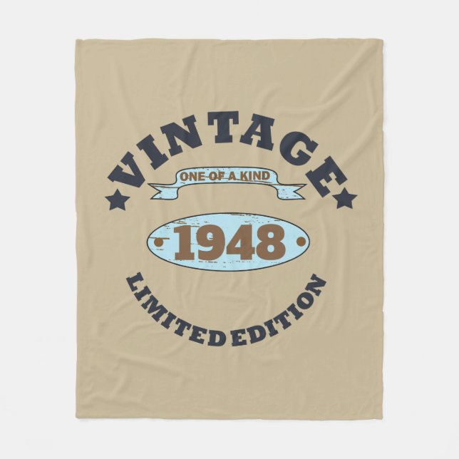 Personalized seventy five vintage 75th birthday fleece blanket (Front)