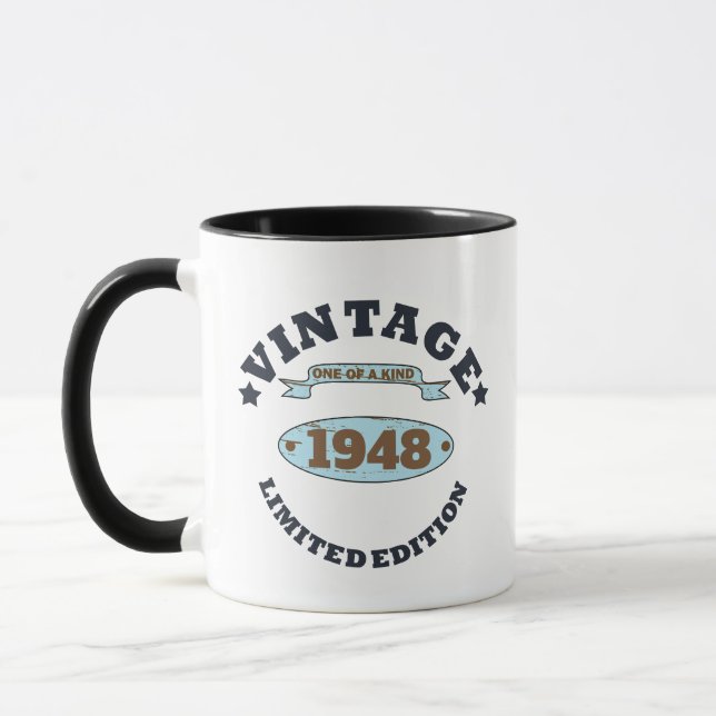 Personalized seventy five vintage 75th birthday mug (Left)