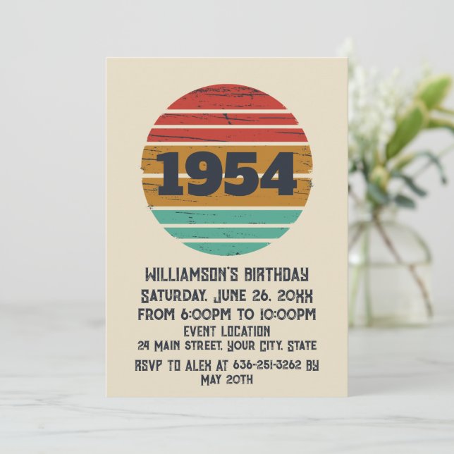 Personalized seventy vintage 70th birthda invitation (Standing Front)