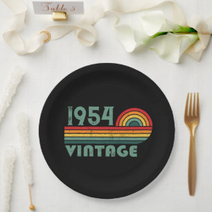 Personalized seventy vintage 70th birthday paper plates
