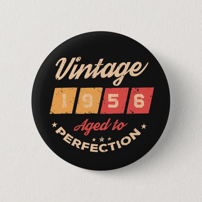 Personalized seventy vintage 70th birthday party button (Front)