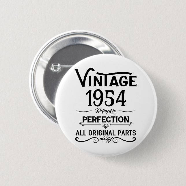 Personalized seventy vintage 70th birthday party button (Front & Back)
