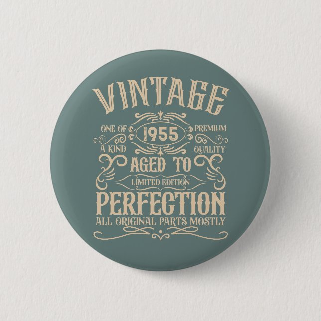 Personalized seventy vintage 70th birthday party button (Front)