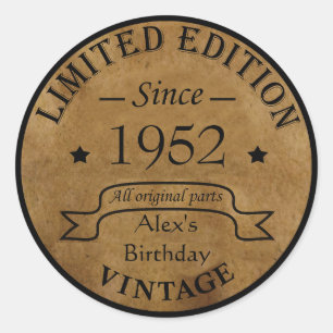 Personalized seventy vintage 70th birthday party classic round sticker