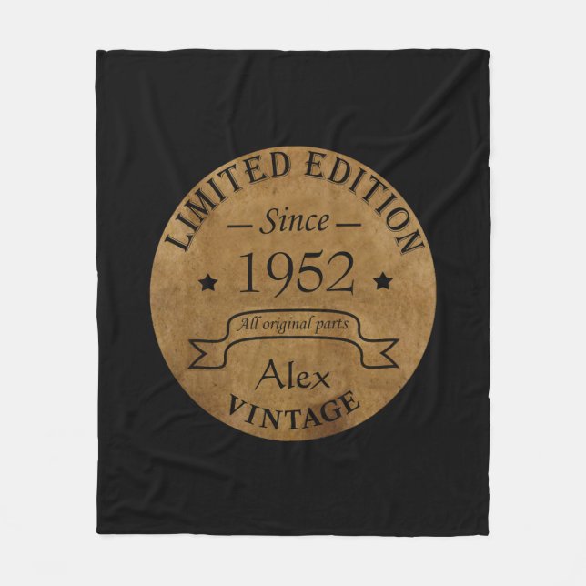 Personalized seventy vintage 70th birthday party fleece blanket (Front)