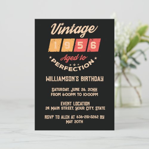 Personalized seventy vintage 70th birthday party invitation