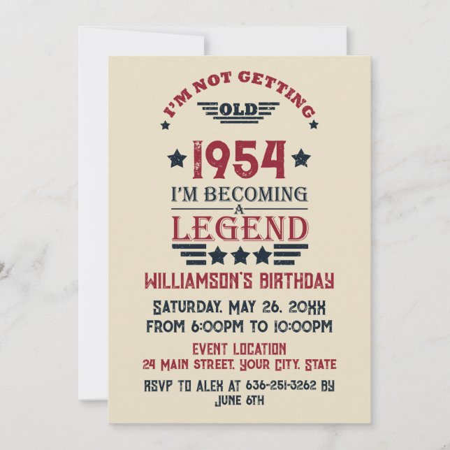 Personalized seventy vintage 70th birthday party invitation (Front)