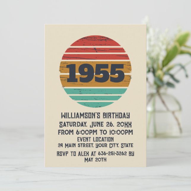 Personalized seventy vintage 70th birthday party invitation (Standing Front)
