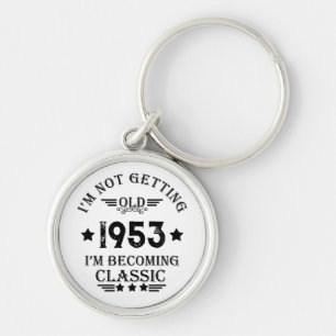 Personalized seventy vintage 70th birthday party keychain