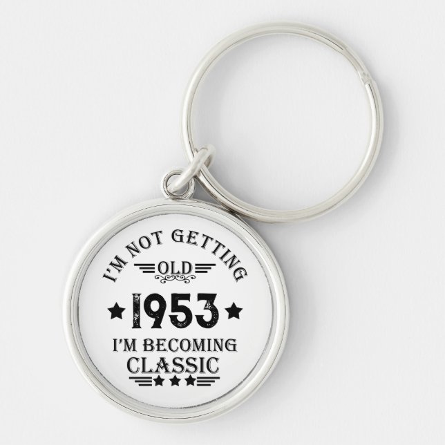 Personalized seventy vintage 70th birthday party keychain (Front)