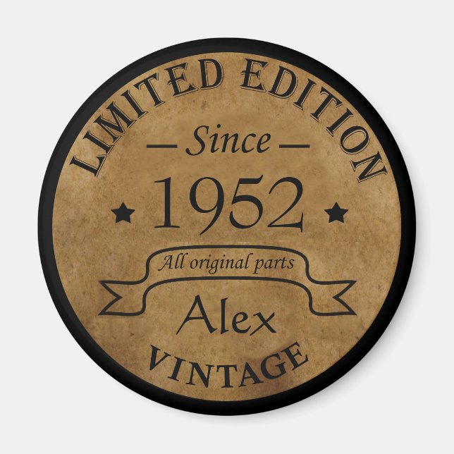 Personalized seventy vintage 70th birthday party magnet (Front)