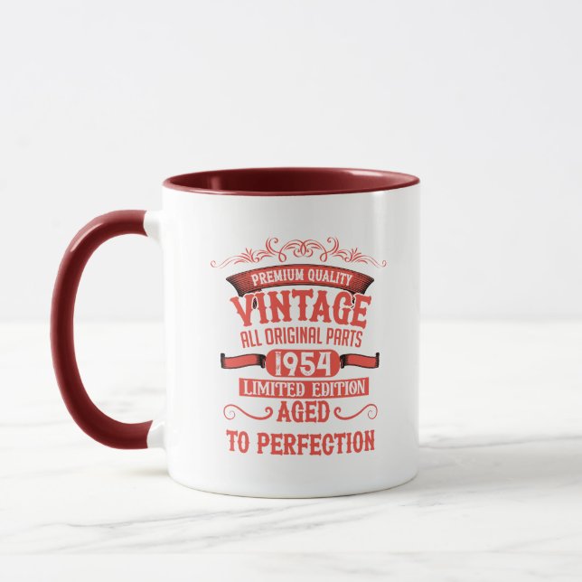 Personalized seventy vintage 70th birthday party mug (Left)