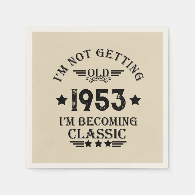 Personalized seventy vintage 70th birthday party napkins (Front)