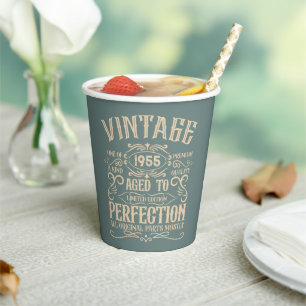 Personalized seventy vintage 70th birthday party paper cups