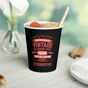 Personalized seventy vintage 70th birthday party paper cups