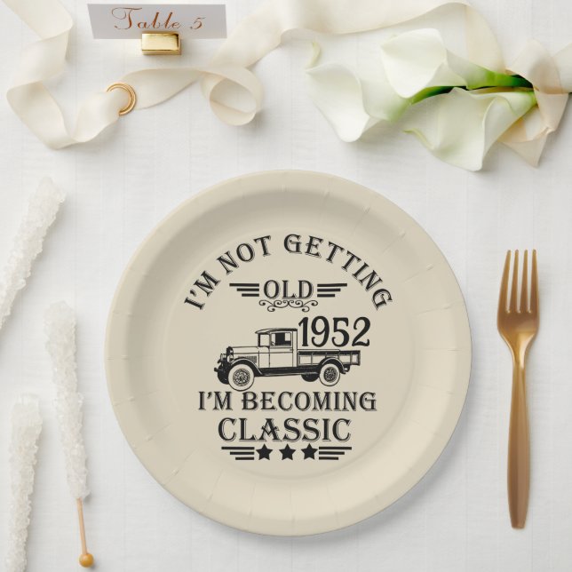 Personalized seventy vintage 70th birthday party paper plates (Wedding)