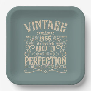 Personalized seventy vintage 70th birthday party paper plates