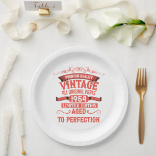 Personalized seventy vintage 70th birthday party paper plates