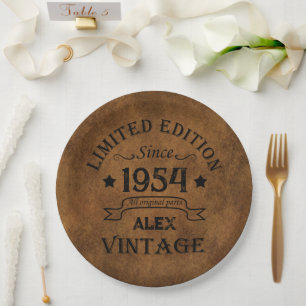 Personalized seventy vintage 70th birthday party paper plates