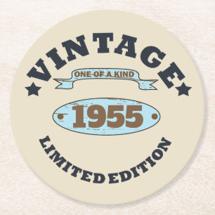 Personalized seventy vintage 70th birthday party round paper coaster