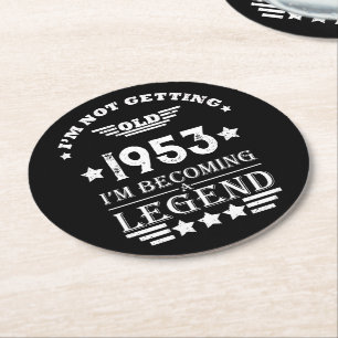 Personalized seventy vintage 70th birthday party round paper coaster
