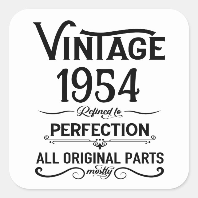Personalized seventy vintage 70th birthday party square sticker (Front)