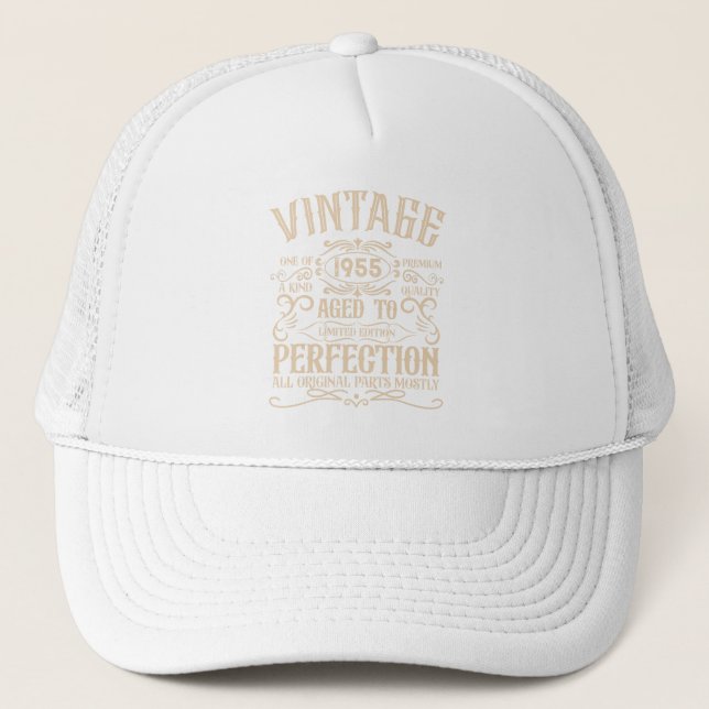 Personalized seventy vintage 70th birthday party trucker hat (Front)