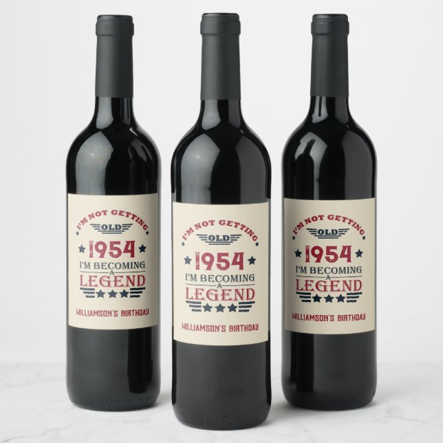 Personalized seventy vintage 70th birthday party wine label (Bottles)