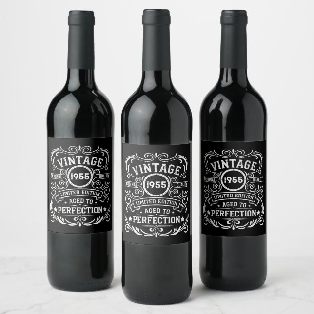 Personalized seventy vintage 70th birthday party wine label (Bottles)