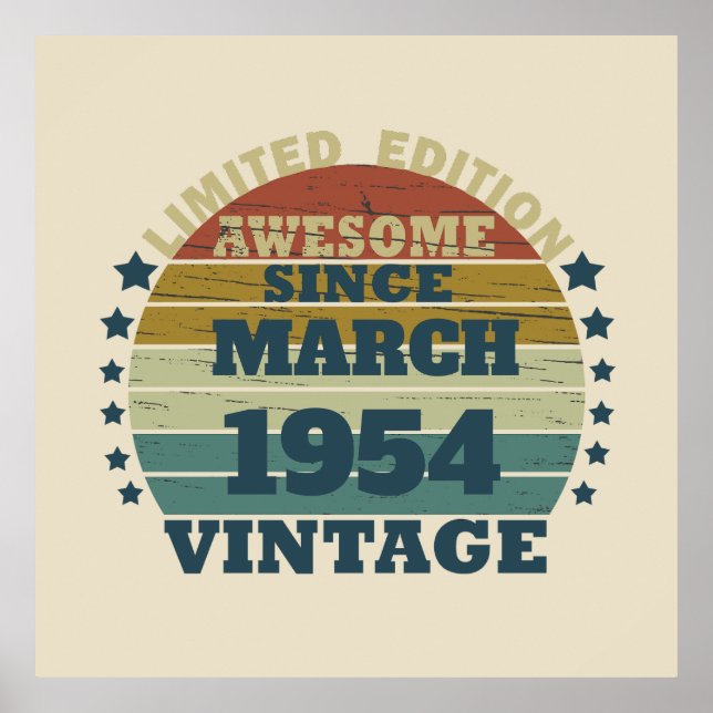 Personalized seventy vintage 70th birthday  poster (Front)