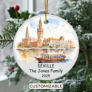 Personalized Seville Ornament, Spain Ceramic Ornament