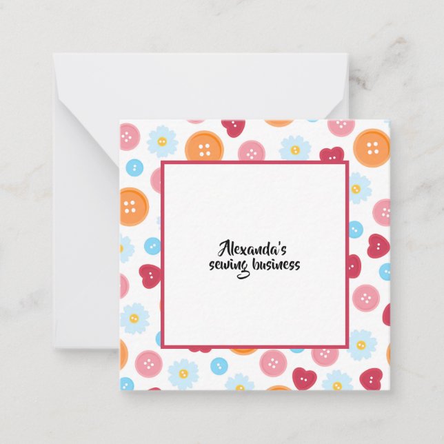 Personalized sewing Button Pattern Craft Note Card (Front)